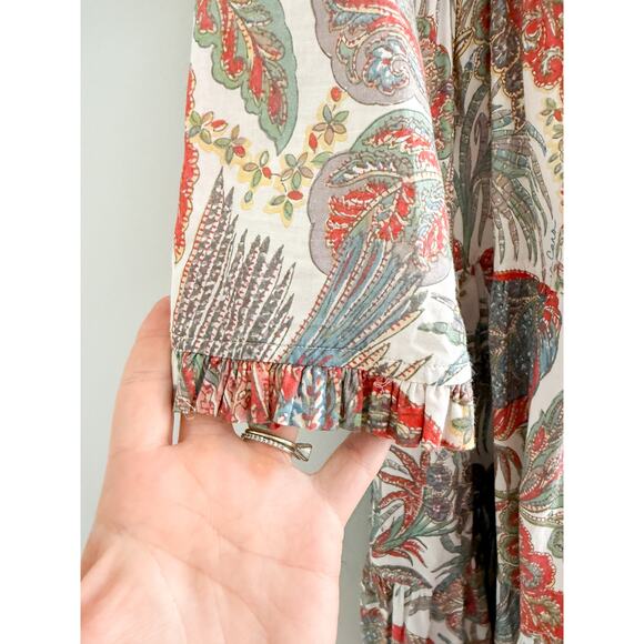 Cara Cara | Gibson Bird Paisley Ivory Multi Mini Dress | Sz XS/S - Picture 7 of 12